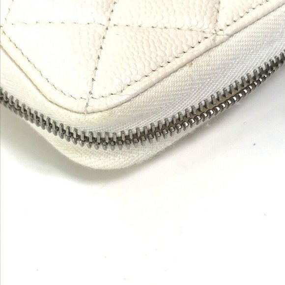 CHANEL A50097 Matelasse CC CC Mark Zip Around Quilted Wallet Long Wallet White - Picture 7 of 16